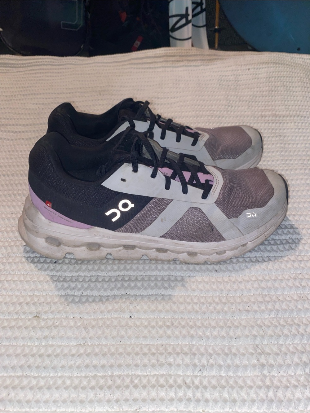 On Running Women's Black, Gray and Purple Athletic Running Shoes